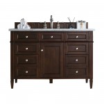 Brittany 48" Burnished Mahogany Single Vanity w/ 3 CM Carrara Marble Top