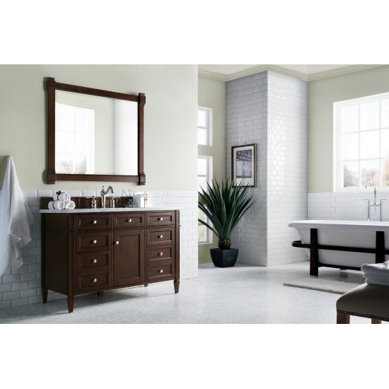 Brittany 48" Burnished Mahogany Single Vanity w/ 3 CM Carrara Marble Top