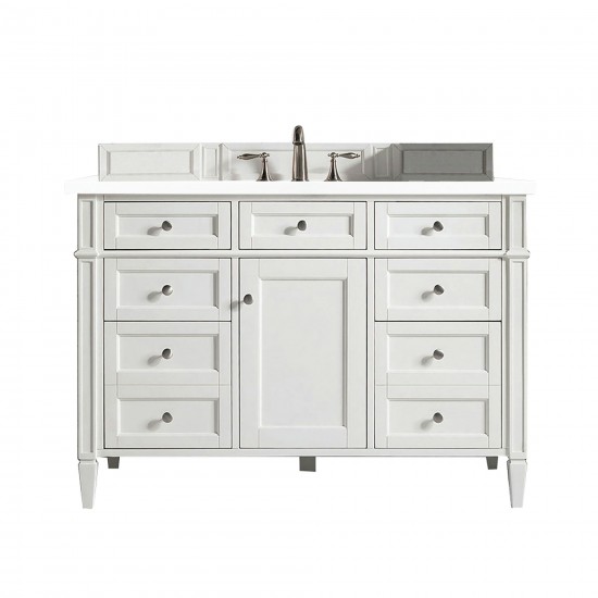 Brittany 48" Bright White Single Vanity w/ 3 CM Classic White Quartz Top