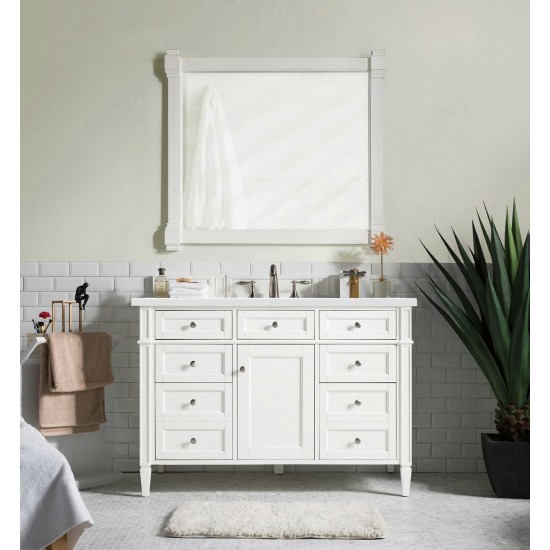 Brittany 48" Bright White Single Vanity w/ 3 CM Classic White Quartz Top