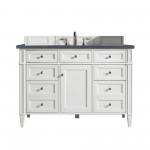 Brittany 48" Bright White Single Vanity w/ 3 CM Charcoal Soapstone Quartz Top