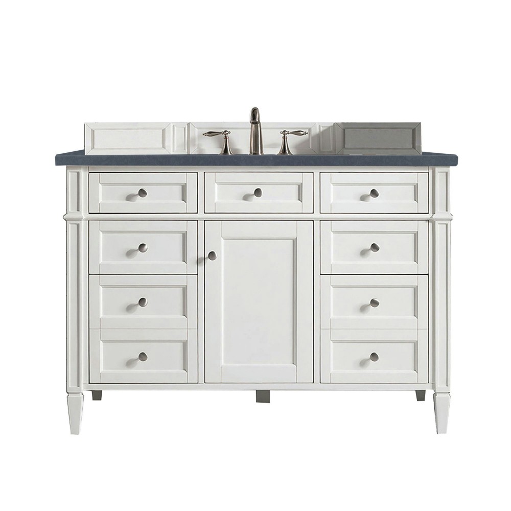 Brittany 48" Bright White Single Vanity w/ 3 CM Charcoal Soapstone Quartz Top