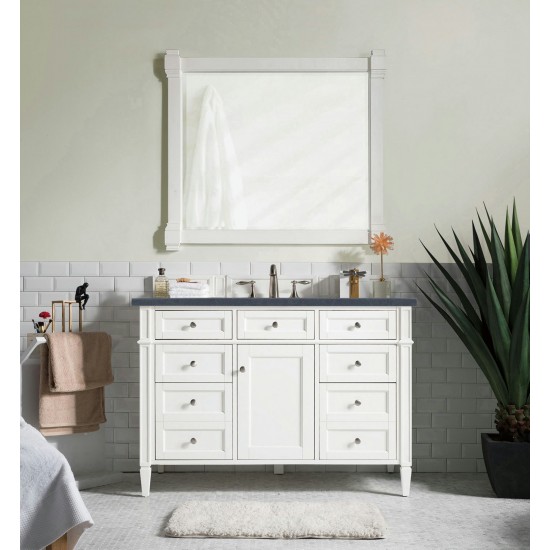 Brittany 48" Bright White Single Vanity w/ 3 CM Charcoal Soapstone Quartz Top