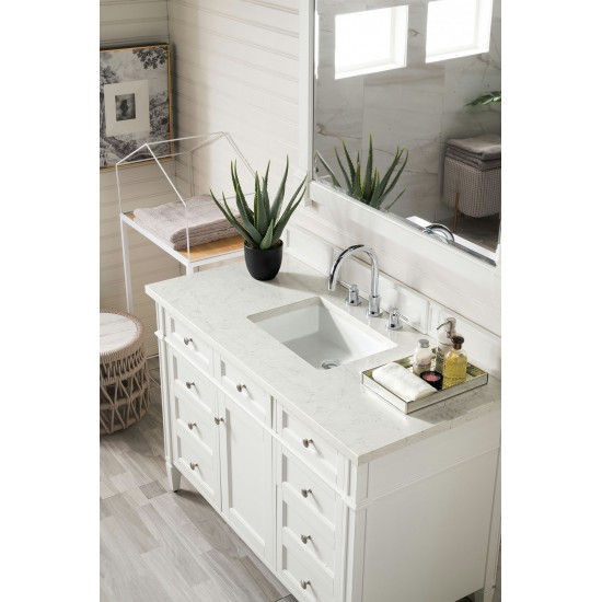 Brittany 48" Bright White Single Vanity w/ 3 CM Eternal Jasmine Pearl Quartz Top