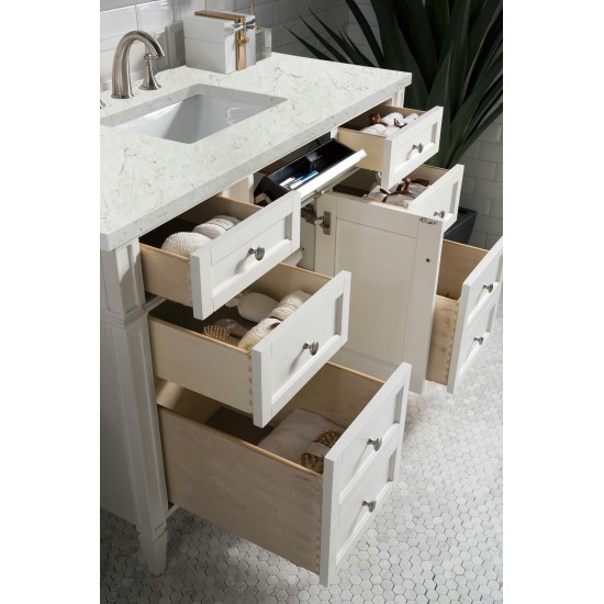 Brittany 48" Bright White Single Vanity w/ 3 CM Eternal Jasmine Pearl Quartz Top
