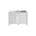 Brittany 48" Bright White Single Vanity w/ 3 CM Ethereal Noctis Quartz Top