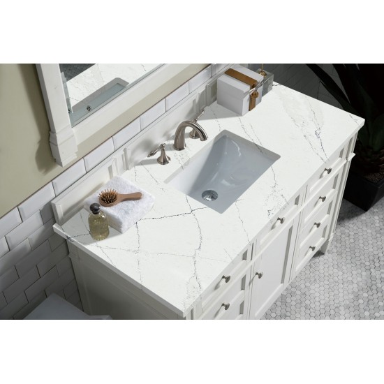 Brittany 48" Bright White Single Vanity w/ 3 CM Ethereal Noctis Quartz Top