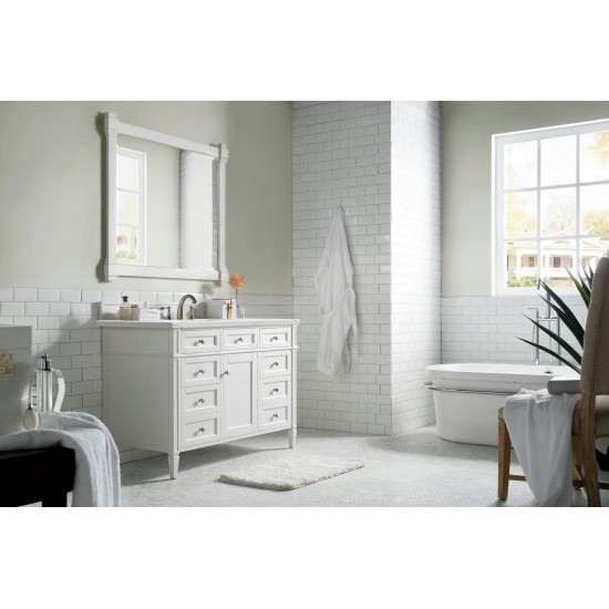 Brittany 48" Bright White Single Vanity w/ 3 CM Ethereal Noctis Quartz Top