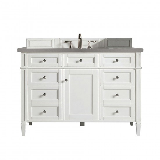 Brittany 48" Bright White Single Vanity w/ 3 CM Grey Expo Quartz Top