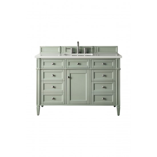 Brittany 48" Sage Green Single Vanity w/ 3 CM Classic White Quartz Top