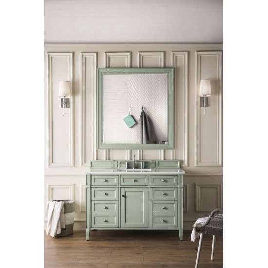 Brittany 48" Sage Green Single Vanity w/ 3 CM Classic White Quartz Top