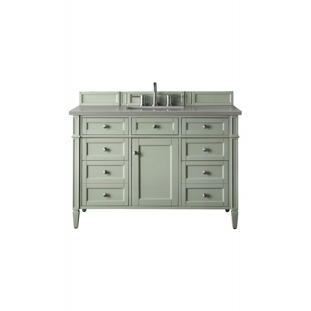 Brittany 48" Sage Green Single Vanity w/ 3 CM Grey Expo Quartz Top Brittany 48" Sage Green Single Vanity w/ 3 CM Grey Expo Quartz Top