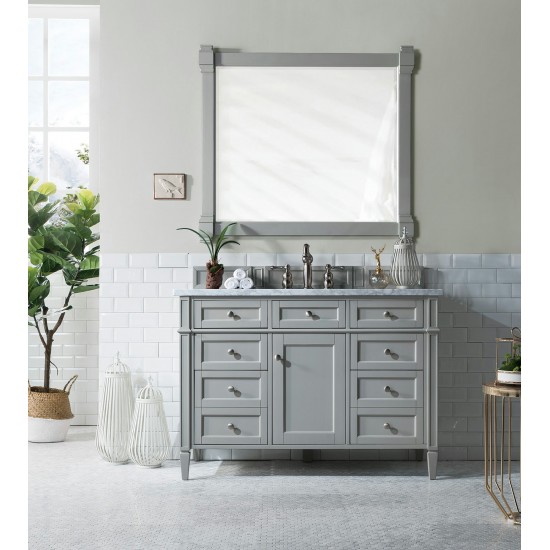 Brittany 48" Urban Gray Single Vanity w/ 3 CM Carrara Marble Top