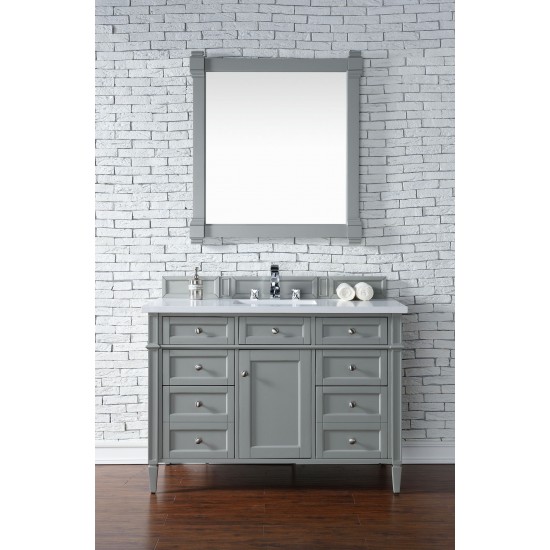 Brittany 48" Urban Gray Single Vanity w/ 3 CM Classic White Quartz Top