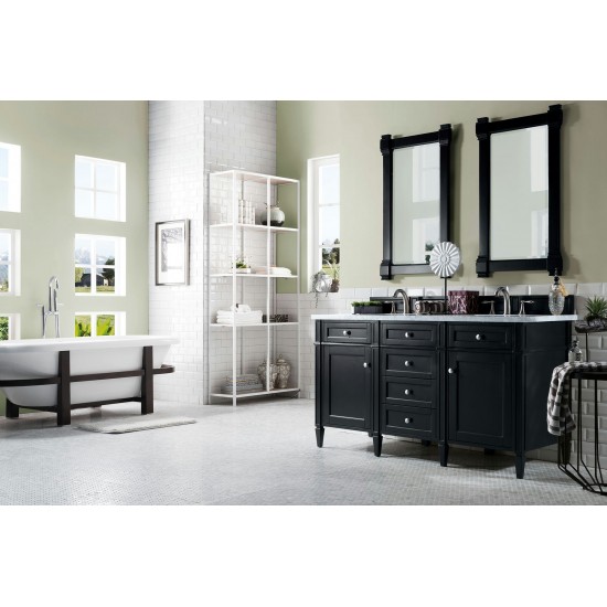 Brittany 60" Black Onyx Double Vanity w/ 3 CM Carrara Marble Top