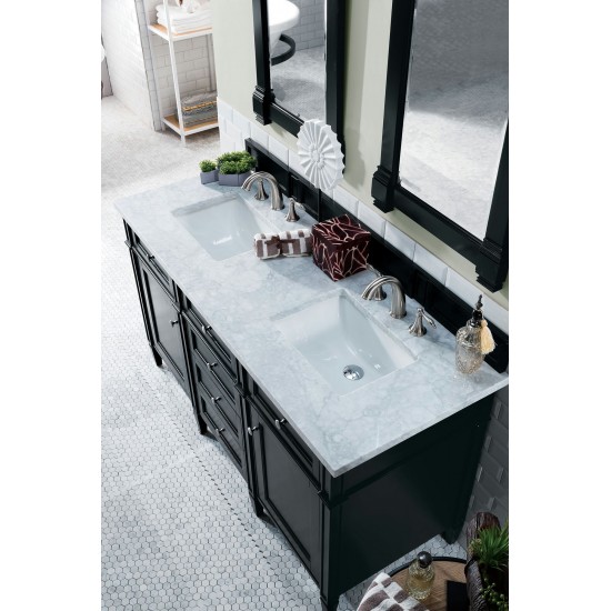 Brittany 60" Black Onyx Double Vanity w/ 3 CM Carrara Marble Top