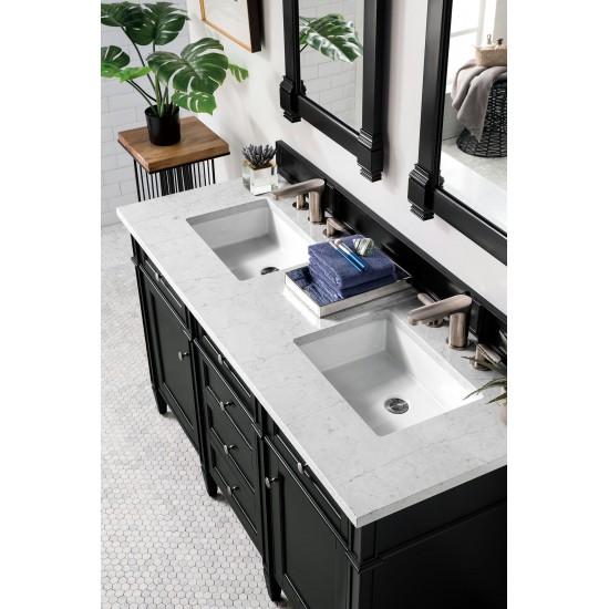 Brittany 60" Black Onyx Double Vanity w/ 3 CM Eternal Jasmine Pearl Quartz Top