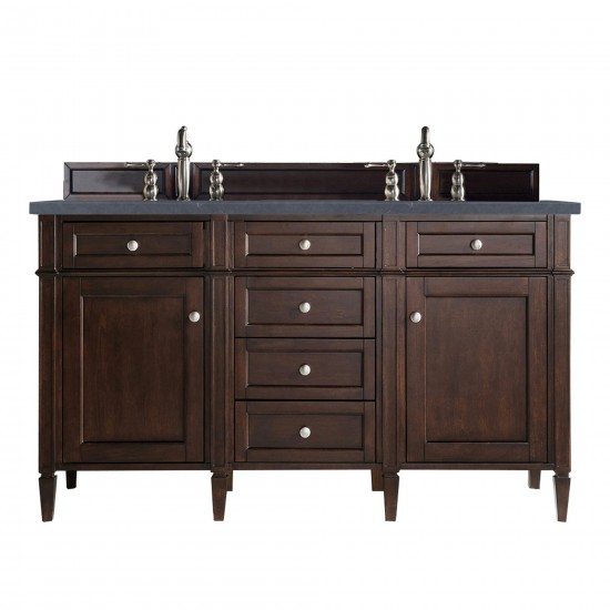 Brittany 60" Mahogany Double Vanity w/3 CM Charcoal Soapstone Quartz Top