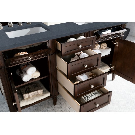 Brittany 60" Mahogany Double Vanity w/3 CM Charcoal Soapstone Quartz Top
