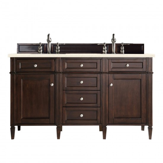 Brittany 60" Burnished Mahogany Double Vanity w/ 3 CM Eternal Marfil Quartz Top