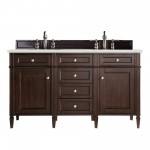 Brittany 60" Burnished Mahogany Double Vanity w/ 3 CM Eternal Serena Quartz Top