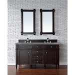 Brittany 60" Burnished Mahogany Double Vanity w/ 3 CM Grey Expo Quartz Top