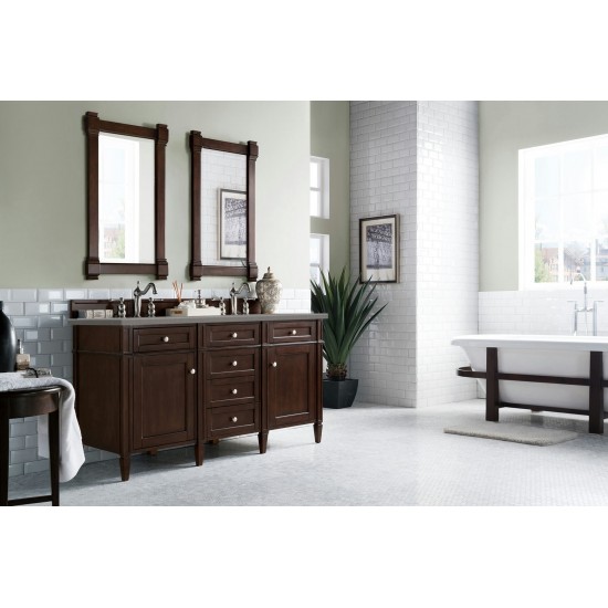 Brittany 60" Burnished Mahogany Double Vanity w/ 3 CM Grey Expo Quartz Top