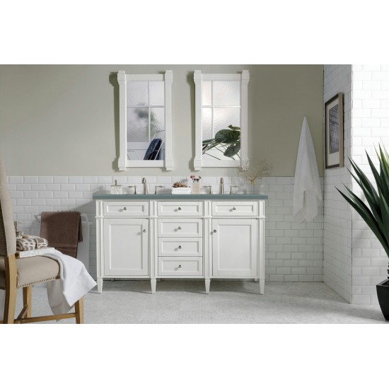 Brittany 60" Bright White Double Vanity w/ 3 CM Cala Blue Quartz Top