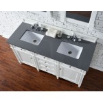 Brittany 60" Bright White Double Vanity w/ 3 CM Charcoal Soapstone Quartz Top