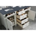 Brittany 60" Bright White Double Vanity w/ 3 CM Charcoal Soapstone Quartz Top