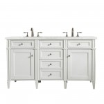 Brittany 60" Bright White Double Vanity w/ 3 CM Eternal Jasmine Pearl Quartz Top