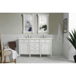 Brittany 60" Bright White Double Vanity w/ 3 CM Eternal Jasmine Pearl Quartz Top