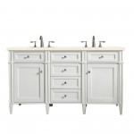 Brittany 60" Bright White Double Vanity w/ 3 CM Eternal Marfil Quartz Top