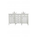 Brittany 60" Bright White Double Vanity w/ 3 CM Ethereal Noctis Quartz Top