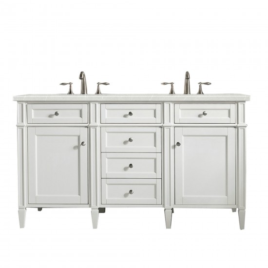 Brittany 60" Bright White Double Vanity w/ 3 CM Eternal Serena Quartz Top