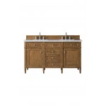 Brittany 60" Saddle Brown Double Vanity w/ 3 CM Arctic Fall Solid Surface Top