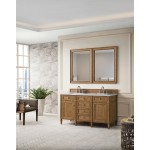 Brittany 60" Saddle Brown Double Vanity w/ 3 CM Arctic Fall Solid Surface Top