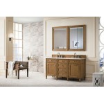 Brittany 60" Saddle Brown Double Vanity w/ 3 CM Eternal Serena Quartz Top