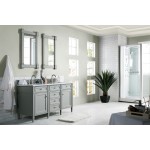 Brittany 60" Urban Gray Double Vanity w/ 3 CM Carrara Marble Top