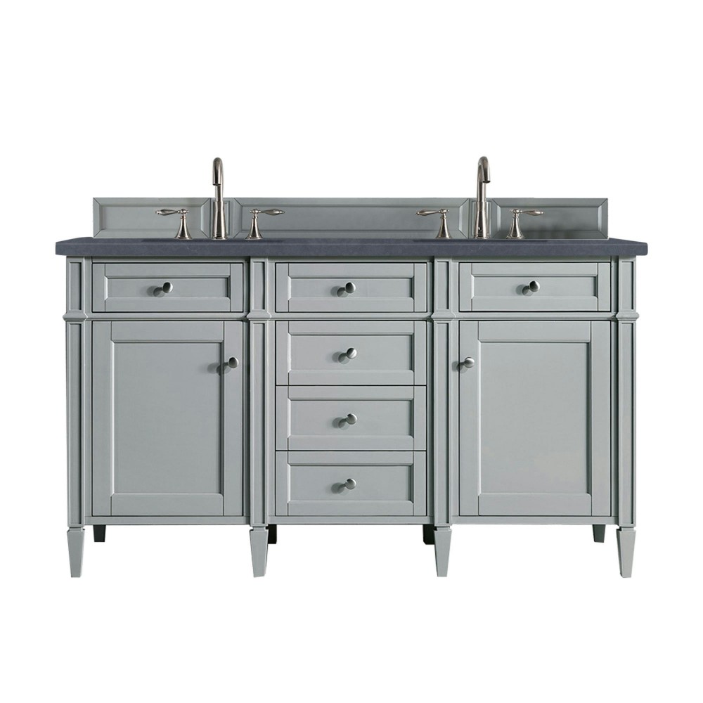 Brittany 60" Urban Gray Double Vanity w/ 3 CM Charcoal Soapstone Quartz Top