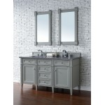 Brittany 60" Urban Gray Double Vanity w/ 3 CM Charcoal Soapstone Quartz Top