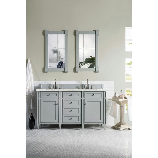 Brittany 60" Urban Gray Double Vanity w/ 3 CM Eternal Jasmine Pearl Quartz Top