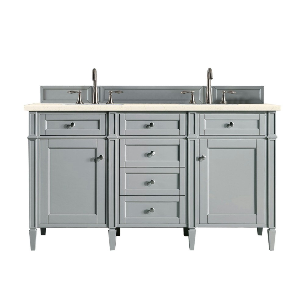 Brittany 60" Urban Gray Double Vanity w/ 3 CM Eternal Marfil Quartz Top