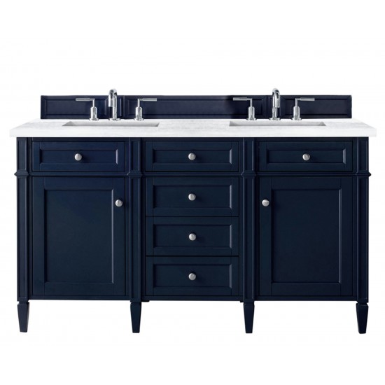 Brittany 60" Victory Blue Double Vanity w/ 3 CM Arctic Fall Solid Surface Top