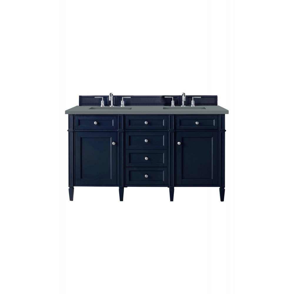 Brittany 60" Victory Blue Double Vanity w/ 3 CM Cala Blue Quartz Top