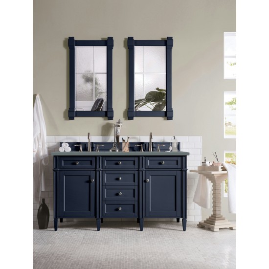 Brittany 60" Victory Blue Double Vanity w/ 3 CM Cala Blue Quartz Top