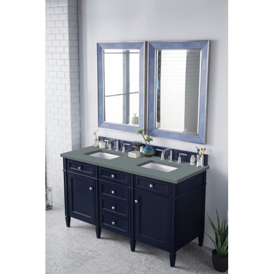 Brittany 60" Victory Blue Double Vanity w/ 3 CM Cala Blue Quartz Top