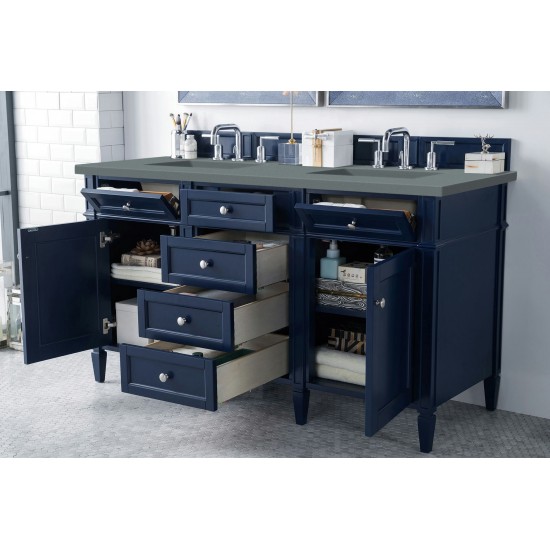 Brittany 60" Victory Blue Double Vanity w/ 3 CM Cala Blue Quartz Top