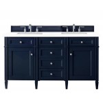 Brittany 60" Victory Blue Double Vanity w/ 3 CM Classic White Quartz Top