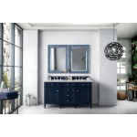 Brittany 60" Victory Blue Double Vanity w/ 3 CM Eternal Jasmine Pearl Quartz Top